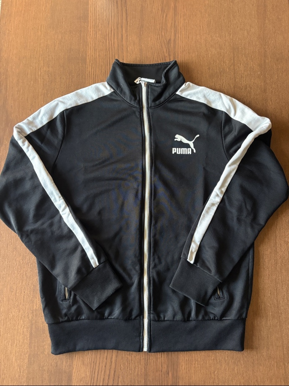Puma Black Jacket with White Shoulder Stripes